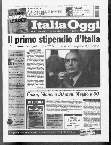 Italia oggi : quotidiano di economia finanza e politica